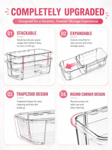 30 PCS Adjustable Expandable Clear Plastic Drawer Organizers