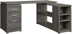 Pemberly Row L Shape Corner Storage Desk in Weathered Gray, Letter/Legal File by PEMBERLYROW