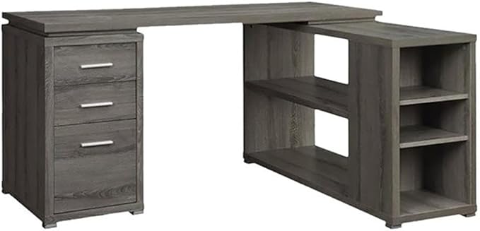 Pemberly Row L Shape Corner Storage Desk in Weathered Gray, Letter/Legal File by PEMBERLYROW