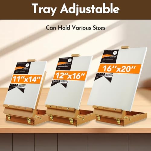 conda premium wooden sketch box easel - adjustable, front angle view