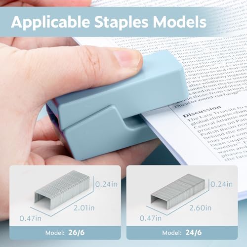 NUSIGN Mini Stapler with 830 Staples, Small Cute Desk Staplers, 25 Sheet Capacity, Blue