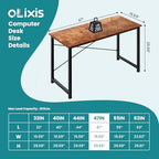 OLIXIS Computer Desk, Home Office Desk, Study Table 47 Inch | Gaming Writing Work Station, Metal Frame Sturdy Durable, Easy Assembly Bedroom, Simple Rustic Style