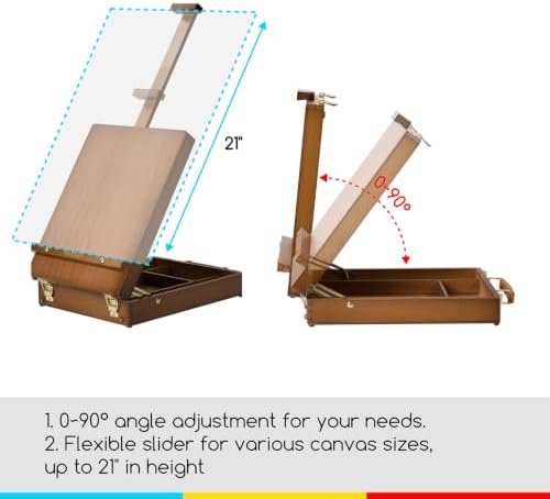 meeden table top easel for painting: portable tabletop, side view