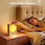 sunrise alarm clock, 360-degree rotating moonlight & 10 on a desk or shelf
