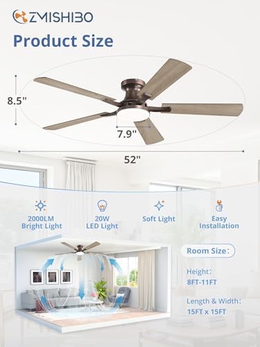 zmishibo 52 inch ceiling fans with lights, remote&app on a desk or shelf