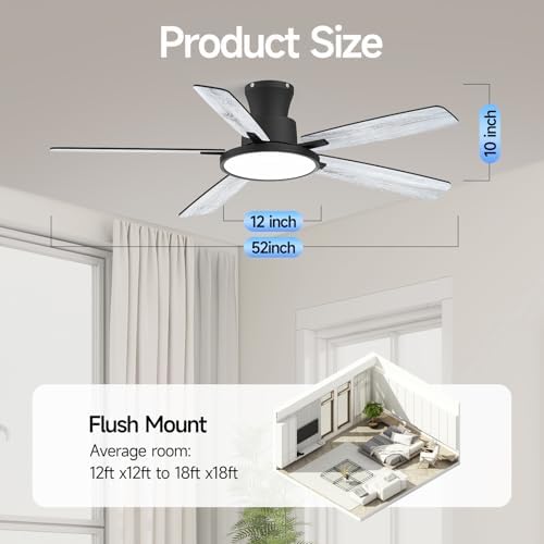 52 inch ceiling fans with remote control,soft backlight,quiet, front angle view