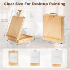wooden tabletop easel, adjustable sketch box easel with, side view