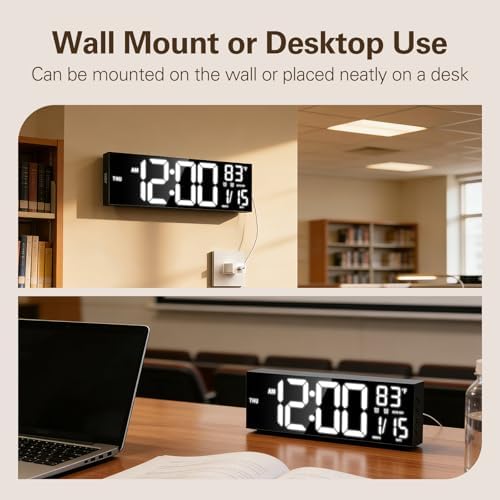 jall 16" large digital wall clock with rgb on a desk or shelf