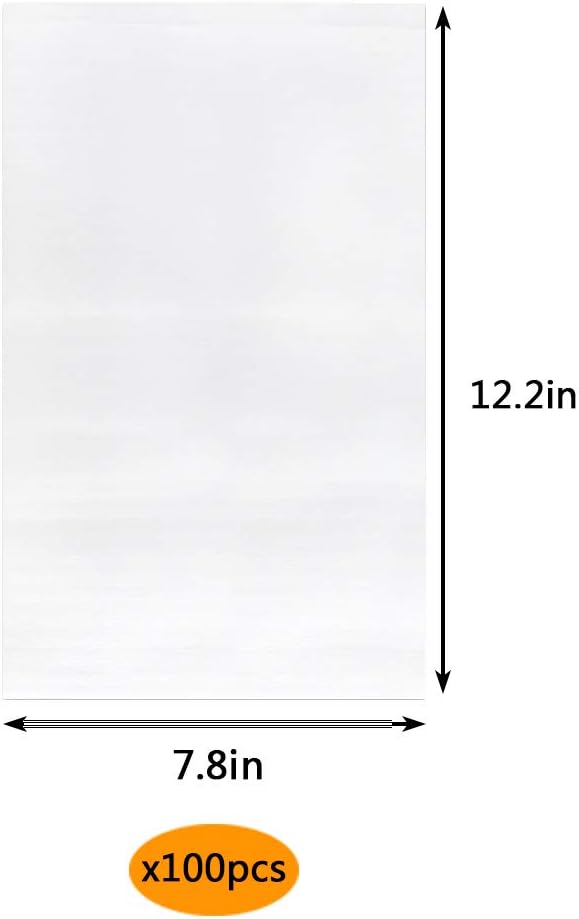 100 PCS 7.8”x 12.2" Foam Wrap Cushion Pouches (0.75mmThickness) with 10 Pack Fragile Stickers Labels(60 pcs) Protect Dishes Glasses Porcelain and Fragile Items for Moving