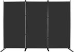 MAYOLIAH 3-Panel Black Room Divider 6ft Tall Folding Privacy Screen w/Flat Base by MayoliahHome