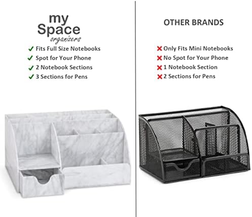 my space organizers marble desk organizer for office on a desk or shelf