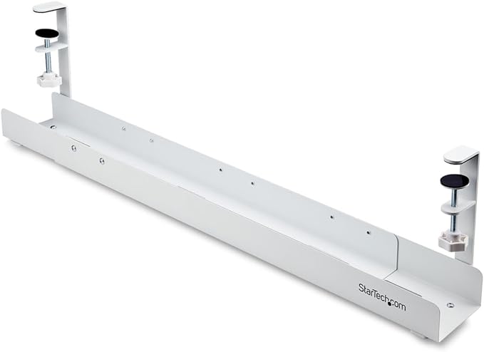 StarTech.com Under Desk Cable Management Tray, Length Adjustable, Clamp-On by StarTech