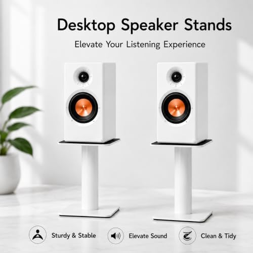Desktop Speaker Stands Pair for 5-8 Inch Studio Monitors & Bookshelf Spea...