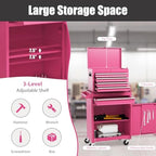 dreamade 5-drawer tool chest combo, rolling tool cabinet showing dimensions
