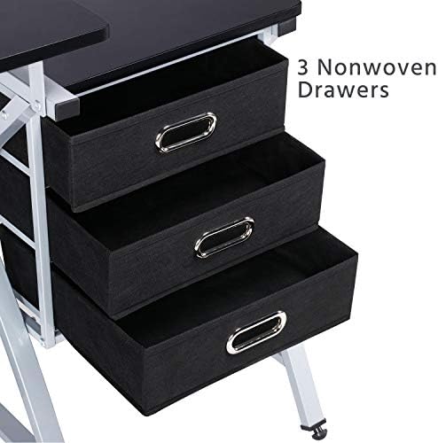 yaheetech drafting table with storage & stool, adjustable on a desk or shelf