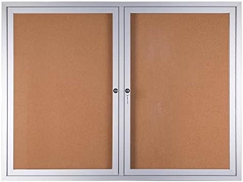 WorkPro® Enclosed Double-Door Cork Bulletin Board, 36" x 48", Alumi...