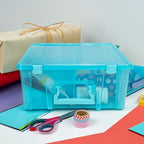 artbin super satchel double deep, 8-compartment craft box showing dimensions