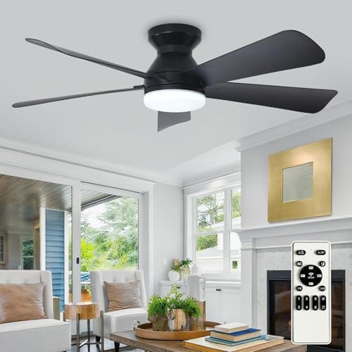 depuley modern ceiling fan with light: 42-inch black, view 9