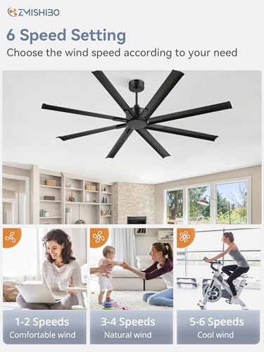 zmishibo 72 inch ceiling fan without light, 8 showing dimensions