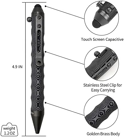 Cool Hand 4.5'' G10 EDC Ballpoint Ink Refillable Bolt Action Tactical...