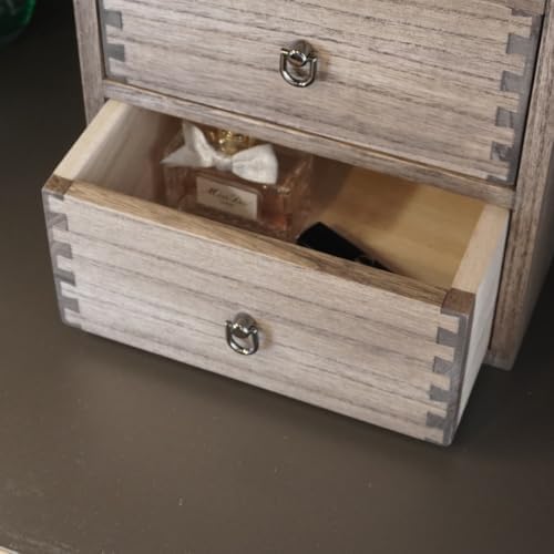 DDYURI Wooden Desktop Drawer Organizer Box 2-Tier Tabletop Storage Cabinet fo...