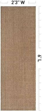 rugshop modern grid indoor outdoor runner rug sand/natural shown in use