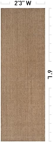 rugshop modern grid indoor outdoor runner rug sand/natural shown in use