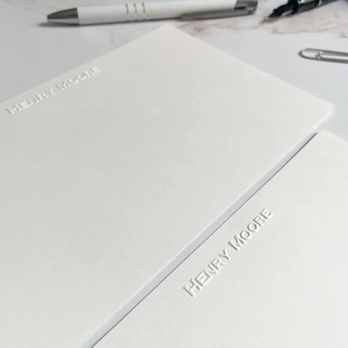 Personalized Embossed Flat Note Cards Set – Custom Blind Embossed Stationery - Image 2