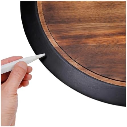 18" Large Lazy Susan Acacia Solid Wood with Chalkboard Edge for Labeling...