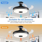 42'' retractable ceiling fan with lights, smart ceiling shown in use