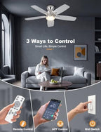 ohniyou 42'' silver low profile ceiling fan with, front angle view