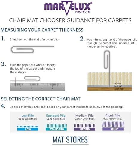 Marvelux Enhanced Polymer Durable Office Chair Mat for Carpets 36" x 48&...