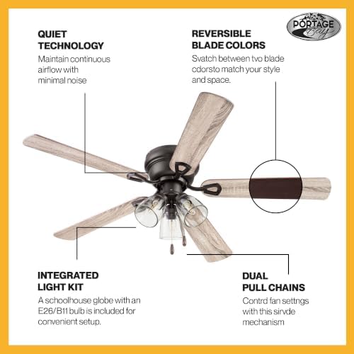 portage bay ceiling fans 52" renton bronze indoor, package contents