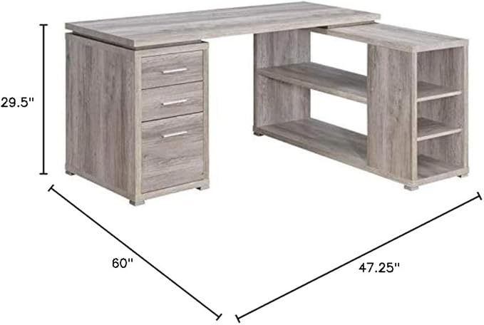 Pemberly Row L Shape Corner Storage Desk in Grey Driftwood, Letter/Legal File - Image 3