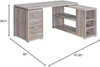 Pemberly Row L Shape Corner Storage Desk in Grey Driftwood, Letter/Legal File - Image 3