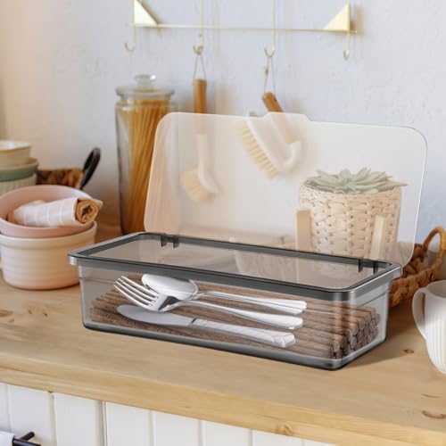 Cabilock 3 Pack Silverware Organizer with Lid, Cutlery Tray Utensil Holder fo...