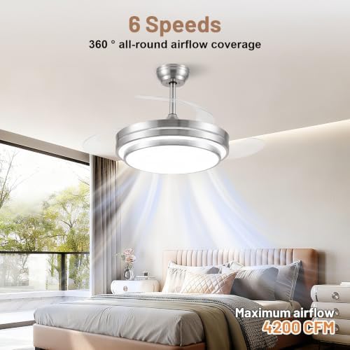 48 inch fandelier ceiling fan with light,modern retractable shown in use