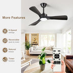 black ceiling fan with light: 42-inch ceiling fan, side view