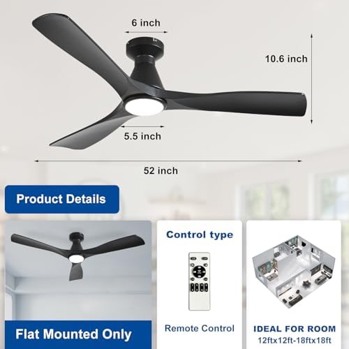 depuley 52-inch ceiling fans with lights: black 3 shown in use