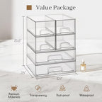 tipgo clear stackable storage drawers, acrylic bathroom makeup, close-up detail