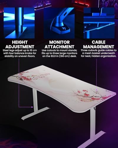 Arozzi Arena Special Edition Ultrawide Curved Gaming and Office Desk with Ful...