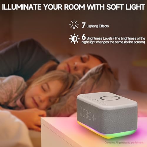 alarm clock speaker wireless charger, digital alarm clocks on a desk or shelf
