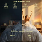 vivilumens alarm clock with white noise machine night, side view