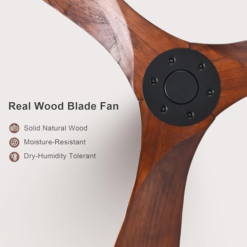 heimo 52 inch ceiling fan no light, wood, front angle view