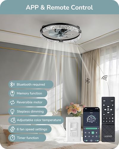 edishine 20'' ceiling fans with lights and remote, close-up detail