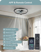 edishine 20'' ceiling fans with lights and remote, close-up detail