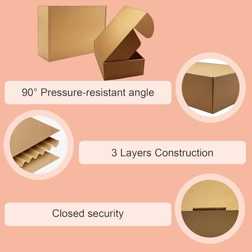 13x9x4 inch shipping boxes set of 20, brown, close-up detail
