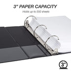 Samsill 3 Inch 3 Ring Binders, Made in USA, Economy Round Ring, 550 Sheet - Image 3