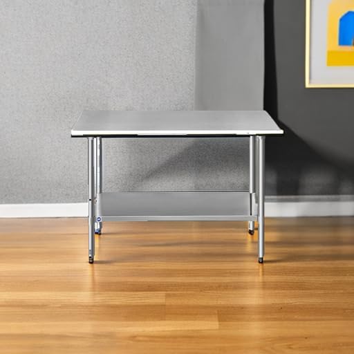 ROCKPOINT Stainless Steel Table for Prep & Work 24x48 Inches, NSF Metal C...