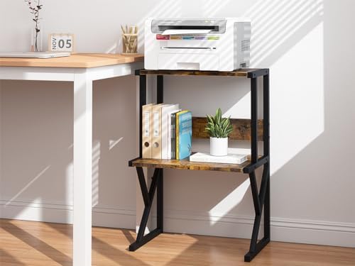 aboxoo Printer Stand for Desk to Save Space, Metal+Wood for Home Office